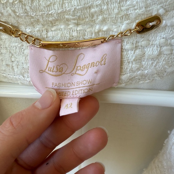 Luisa Spagnoli Tweed White Blazer Limited Edition Occasion Jacket Size 42EU - Picture 3 of 8